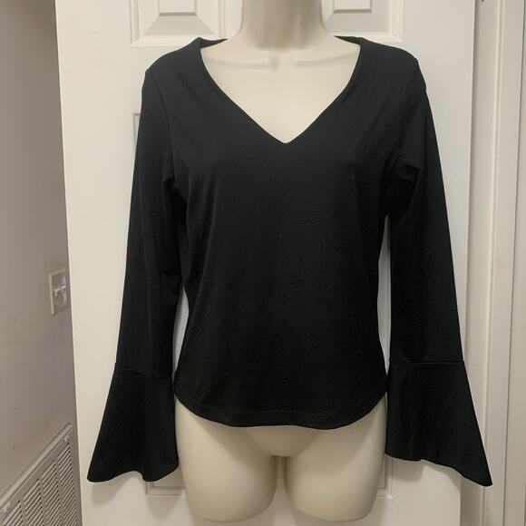 Vintage Y2K The Limited Stretch Black Bell Sleeve V-Neck Top Women’s Size S - Picture 1 of 7